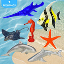 Kit Animais Marinhos Rio Peixe Jacare Fazendinha Tubarao