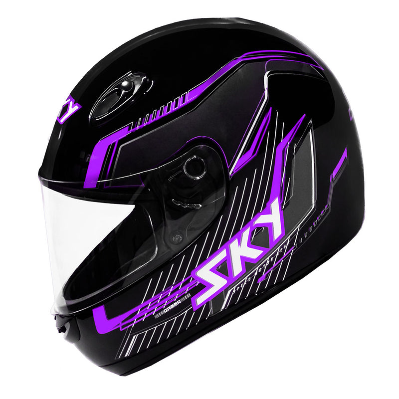 Capacete Sky Gamma Preto Fosco C/ Transfer Lavanda 56