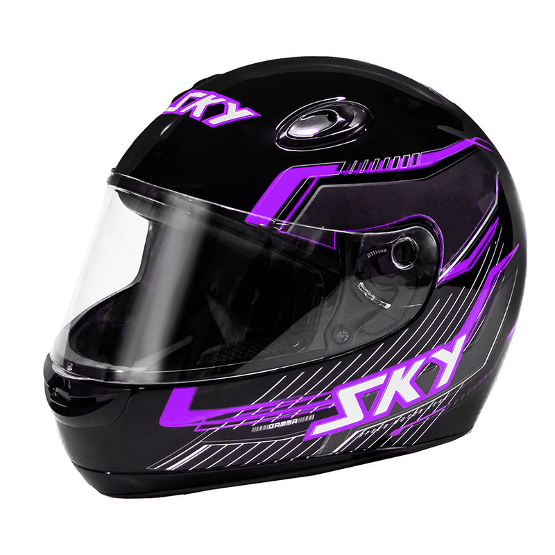 Capacete Sky Gamma Preto Fosco C/ Transfer Lavanda 56