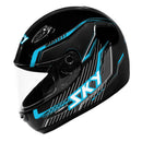 Capacete Sky Gamma Preto Brilho Transf Azul 62