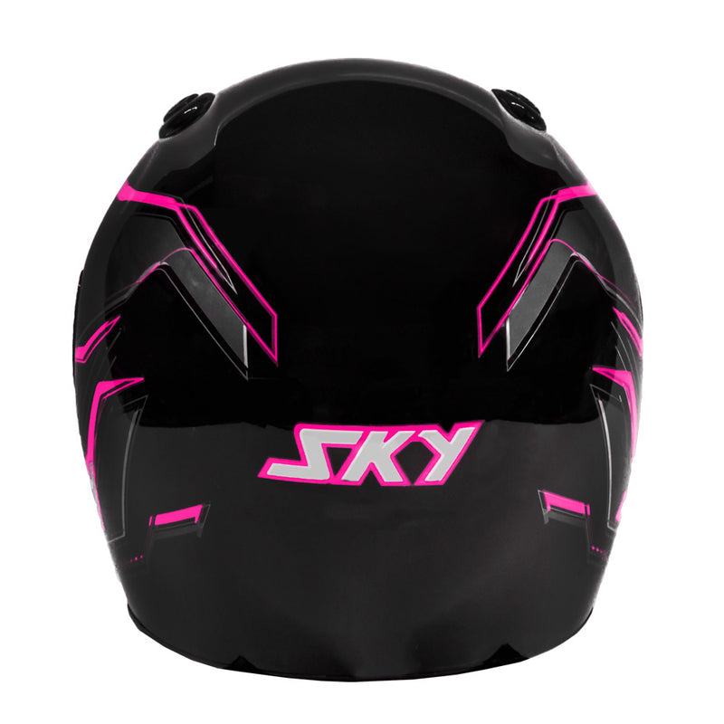 Capacete Sky Gamma Preto Brilho Transf Rosa 60