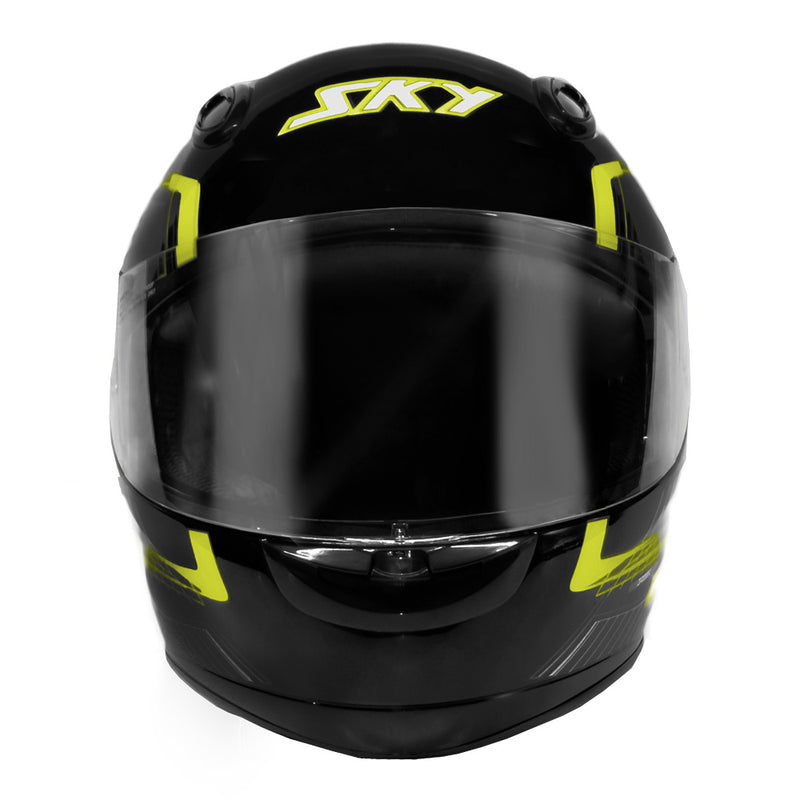 Capacete Sky Gamma Preto Brilho Transf Verde/amarelo 56