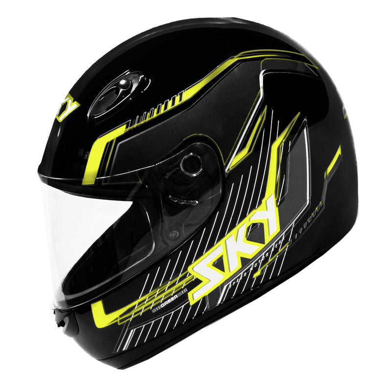 Capacete Sky Gamma Preto Brilho Transf Verde/amarelo 56