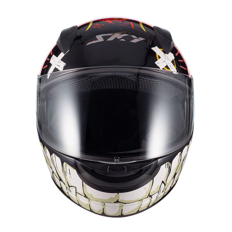 Capacete Sky Two Chaos Preto Fosco Transf Laranja 56