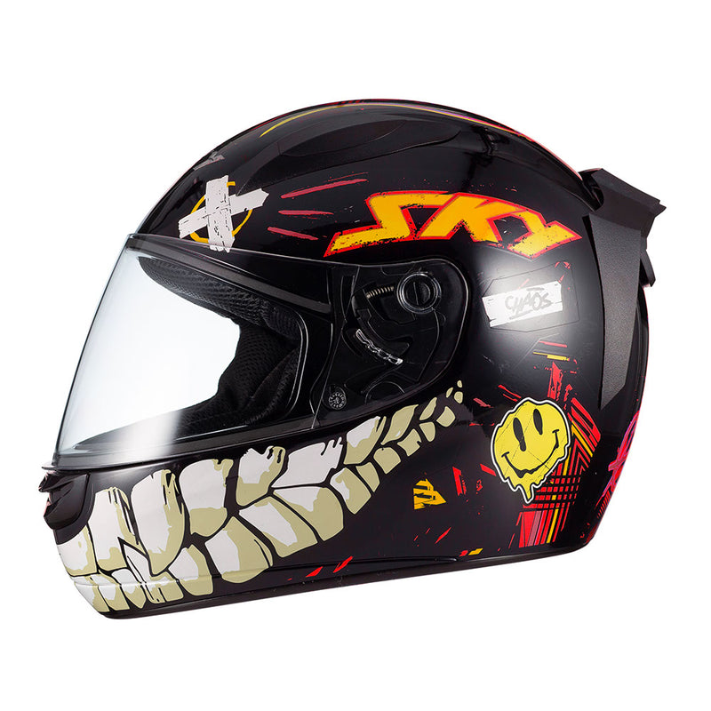 Capacete Sky Two Chaos Preto Fosco Transf Laranja 56