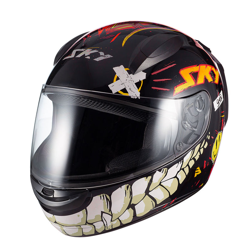 Capacete Sky Two Chaos Preto Fosco Transf Laranja 56