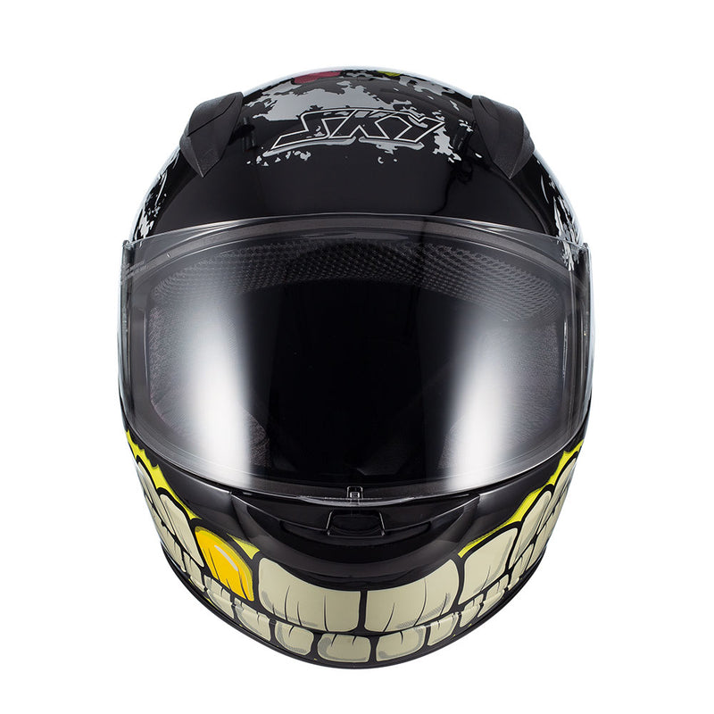 Capacete Sky Two Zombie Preto Brilho Transf Verde 56