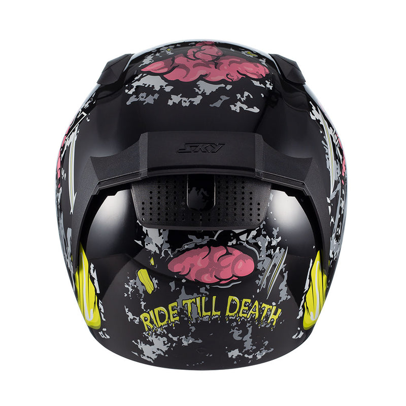 Capacete Sky Two Zombie Preto Brilho Transf Verde 56