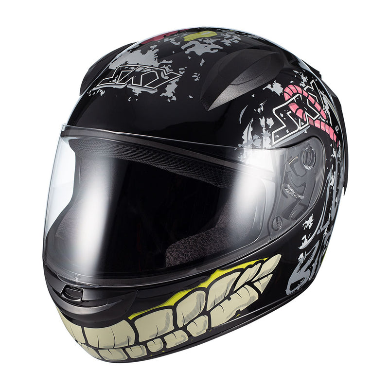 Capacete Sky Two Zombie Preto Brilho Transf Verde 56