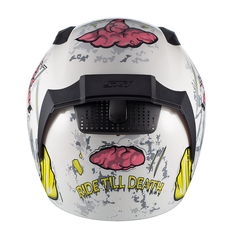 Capacete Sky Two Zombie Branco Brilho Transf Verde 56