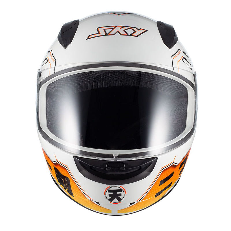 Capacete Sky Two Sorah Branco Brilho Transf Laranja 56