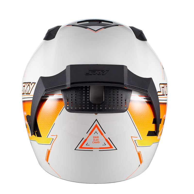 Capacete Sky Two Sorah Branco Brilho Transf Laranja 56