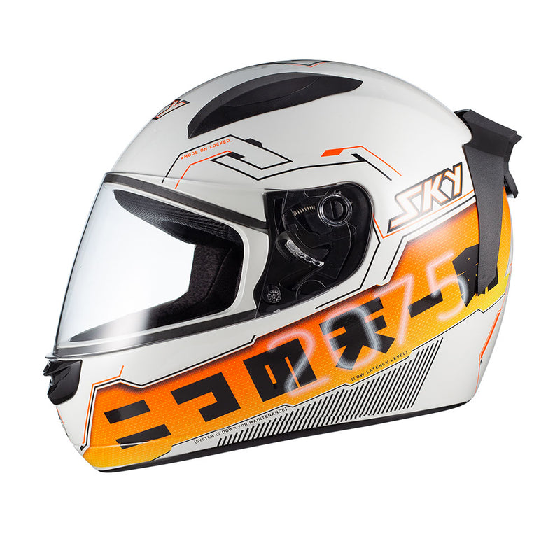 Capacete Sky Two Sorah Branco Brilho Transf Laranja 56