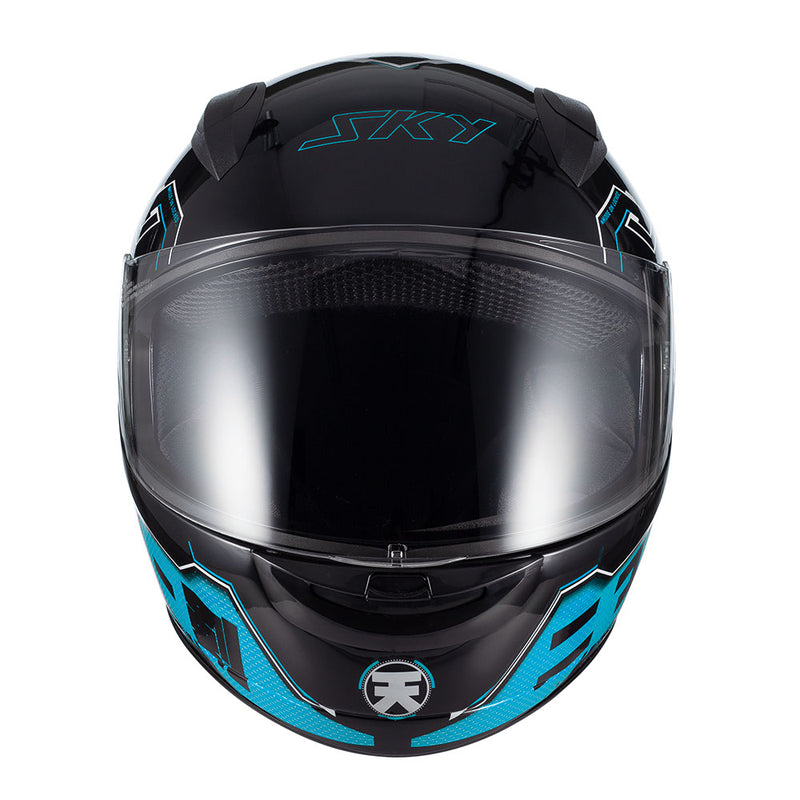 Capacete Sky Two Sorah Preto Brilho Transf Azul 56