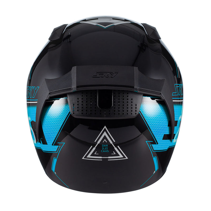 Capacete Sky Two Sorah Preto Brilho Transf Azul 56