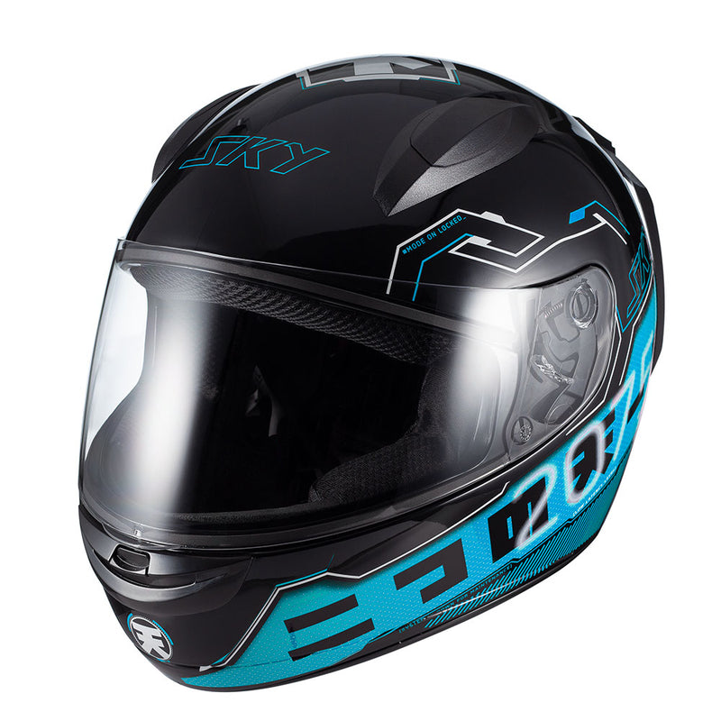 Capacete Sky Two Sorah Preto Brilho Transf Azul 56