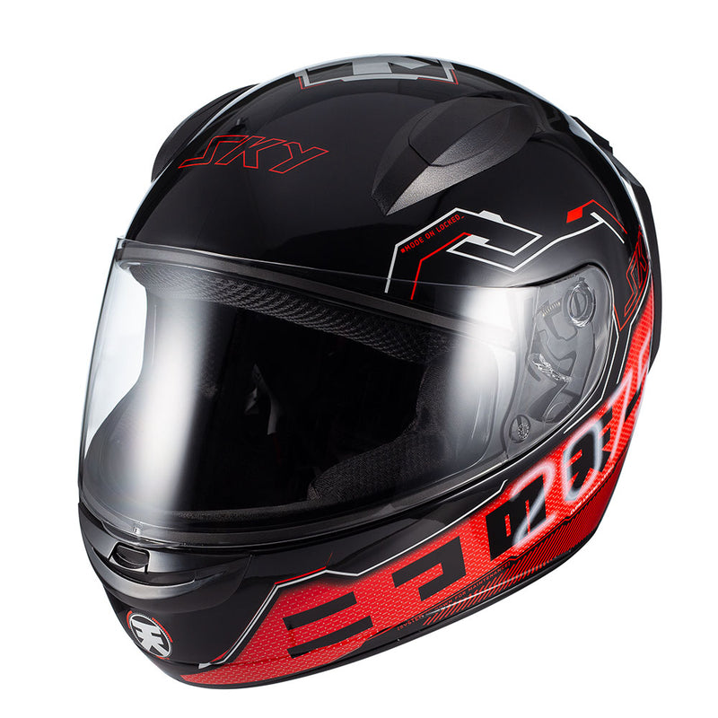 Capacete Sky Two Sorah Preto Brilho Transf Vermelho 56