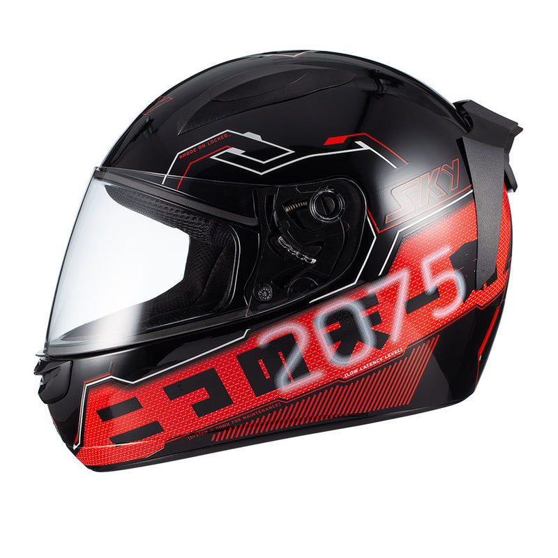 Capacete Sky Two Sorah Preto Brilho Transf Vermelho 56