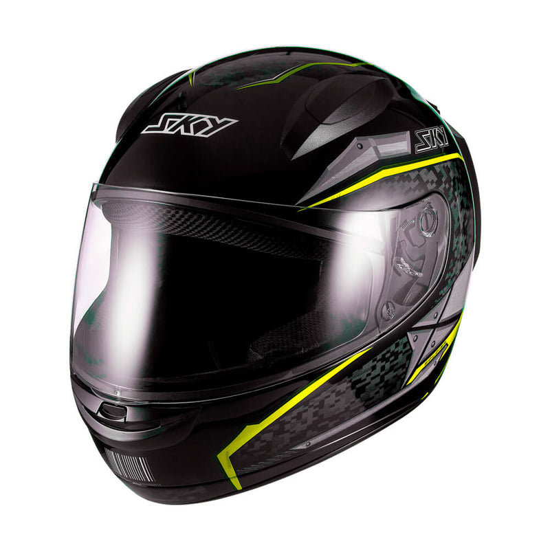 Capacete Sky Two Soldier Preto Brilho Transf Amarelo 56