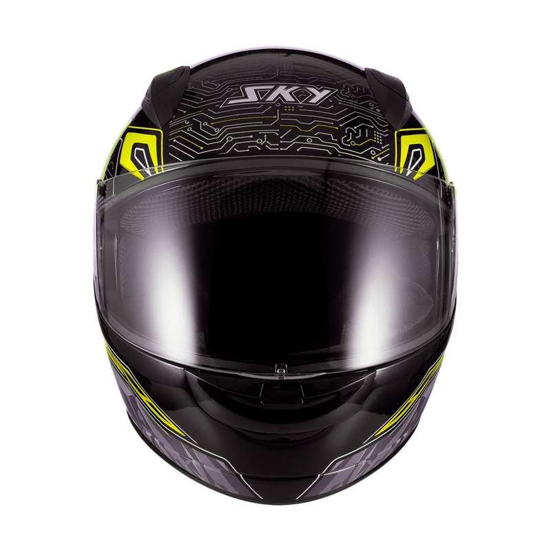 Capacete Sky Two Cyber Snake Preto Brilho Transf Amarelo 56