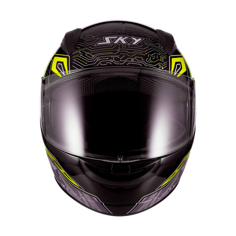 Capacete Sky Two Cyber Snake Preto Brilho Transf Amarelo 56