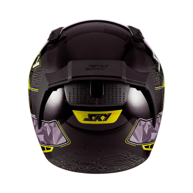 Capacete Sky Two Cyber Snake Preto Brilho Transf Amarelo 56