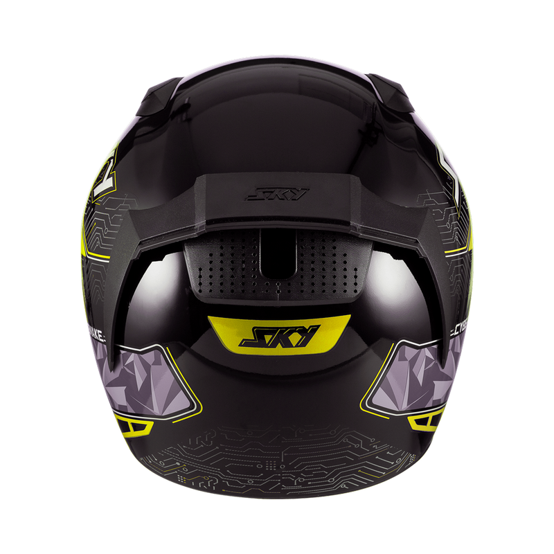 Capacete Sky Two Cyber Snake Preto Brilho Transf Amarelo 56