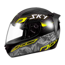 Capacete Sky Two Cyber Snake Preto Brilho Transf Amarelo 60