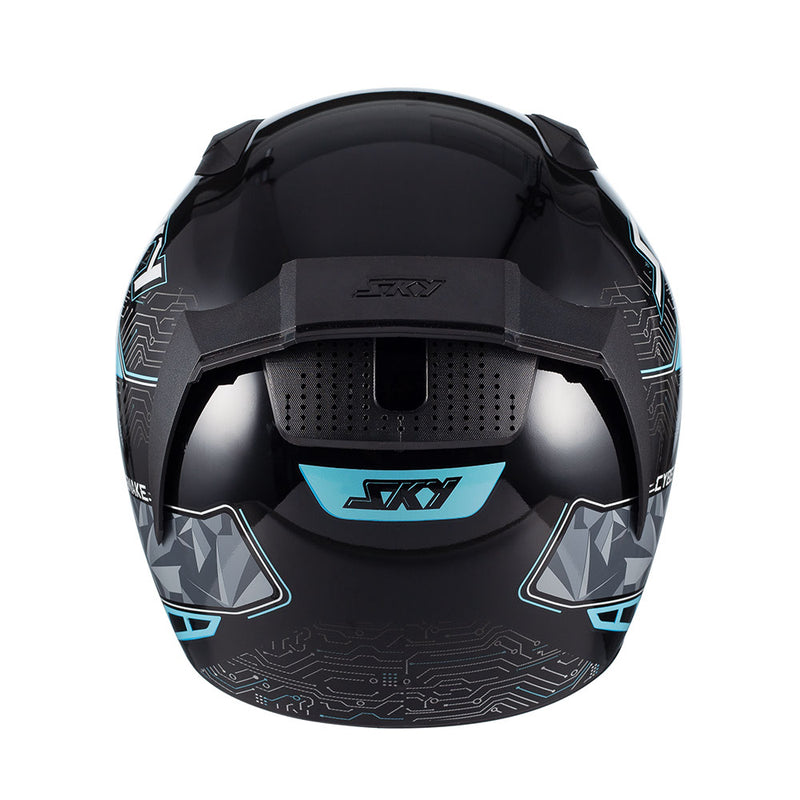 Capacete Sky Two Cyber Snake Preto Brilho Transf Azul 56