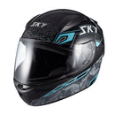 Capacete Sky Two Cyber Snake Preto Fosco Transf Azul 56