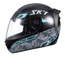 Capacete Sky Two Cyber Snake Preto Fosco Transf Azul 56