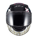 Capacete Sky Two Chaos Preto Fosco Transf Rosa 62