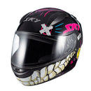 Capacete Sky Two Chaos Preto Fosco Transf Rosa 62