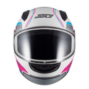 Capacete Sky Two Anos 90 Branco Brilho Transf Azul/rosa 58