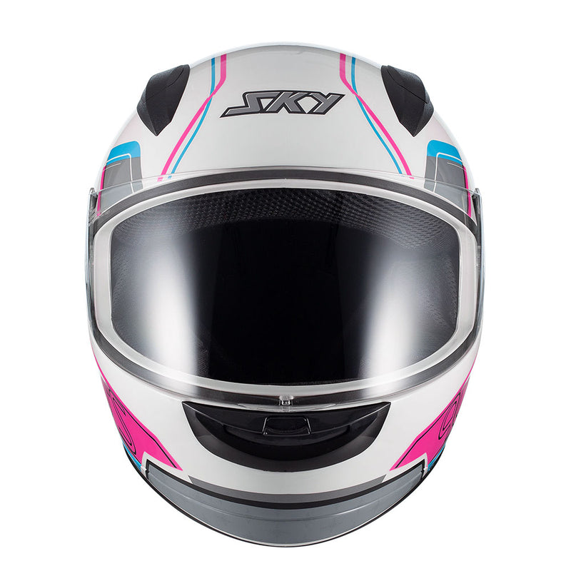 Capacete Sky Two Anos 90 Branco Fosco Transf Azul/rosa 60