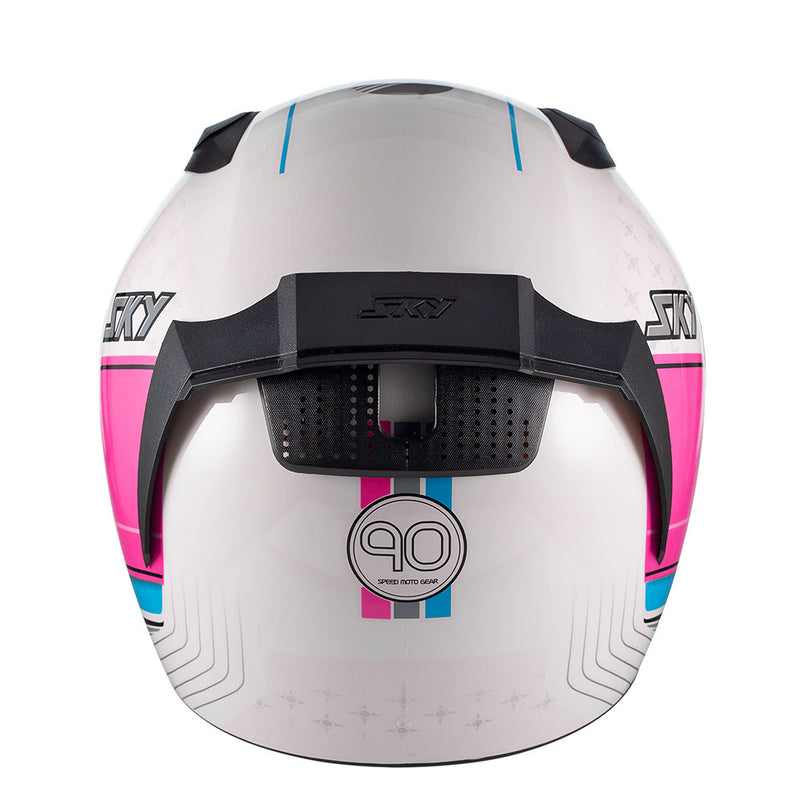 Capacete Sky Two Anos 90 Branco Fosco Transf Azul/rosa 60