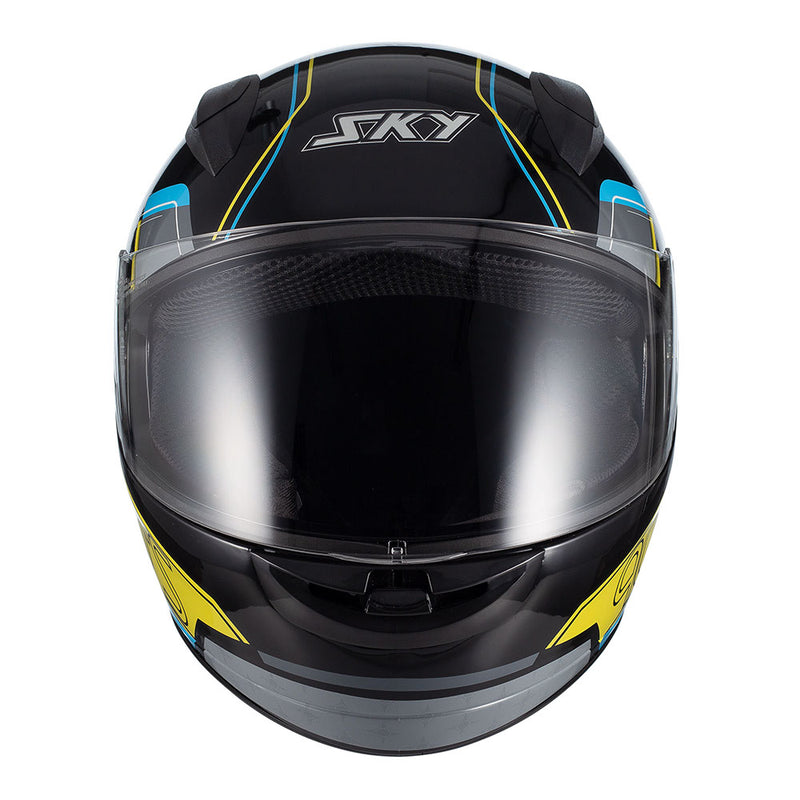 Capacete Sky Two Anos 90 Preto Fosco Transf Azul/amarelo 60