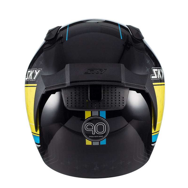 Capacete Sky Two Anos 90 Preto Fosco Transf Azul/amarelo 60