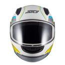 Capacete Sky Two Anos 90 Branco Brilho Transf Azul/amarel 58