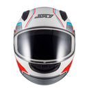 Capacete Sky Two Anos 90 Branco Brilho Transf Azul/vermel 56