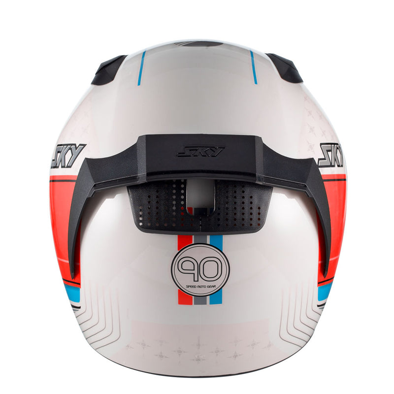 Capacete Sky Two Anos 90 Branco Brilho Transf Azul/vermel 58