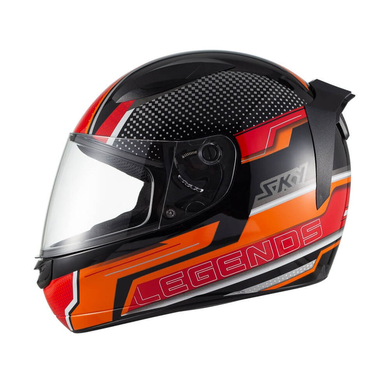 Capacete Sky Two Legends Preto Brilho Transf Laranja 56