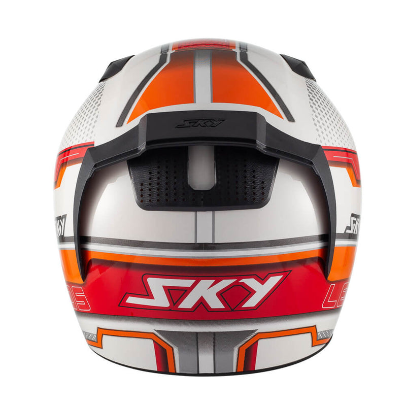 Capacete Sky Two Legends Branco Brilho Transf Laranja 62