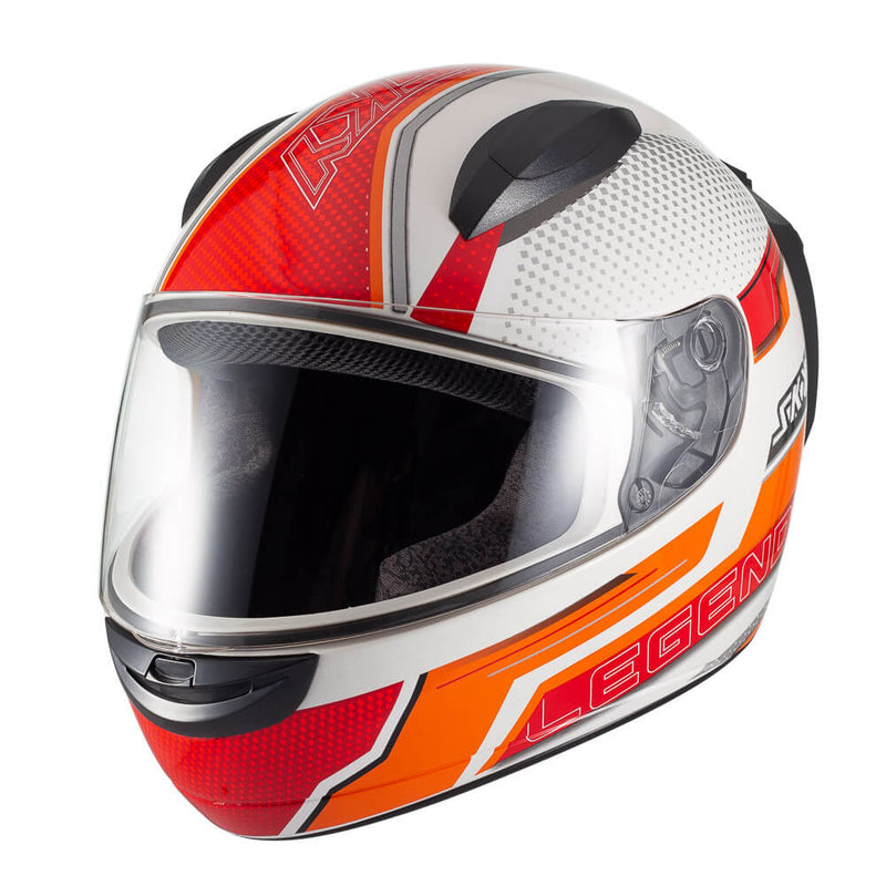 Capacete Sky Two Legends Branco Brilho Transf Laranja 62