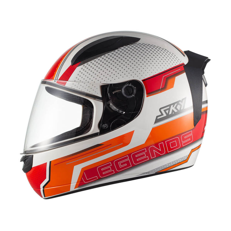 Capacete Sky Two Legends Branco Brilho Transf Laranja 62