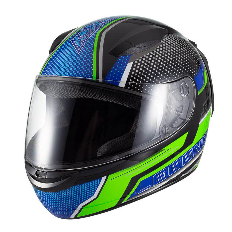 Capacete Sky Two Legends Preto Brilho Transf Verde 58