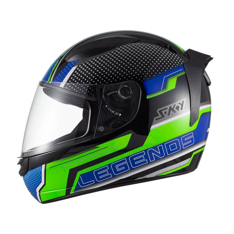 Capacete Sky Two Legends Preto Brilho Transf Verde 58