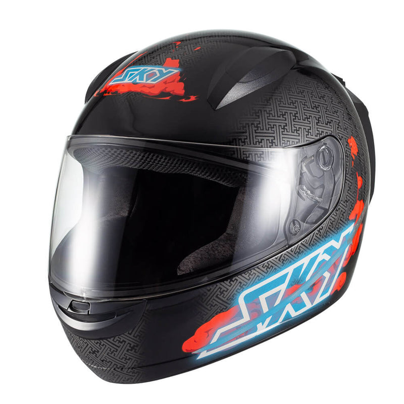 Capacete Sky Two Samurai Preto Brilho Transf Vermelho 60