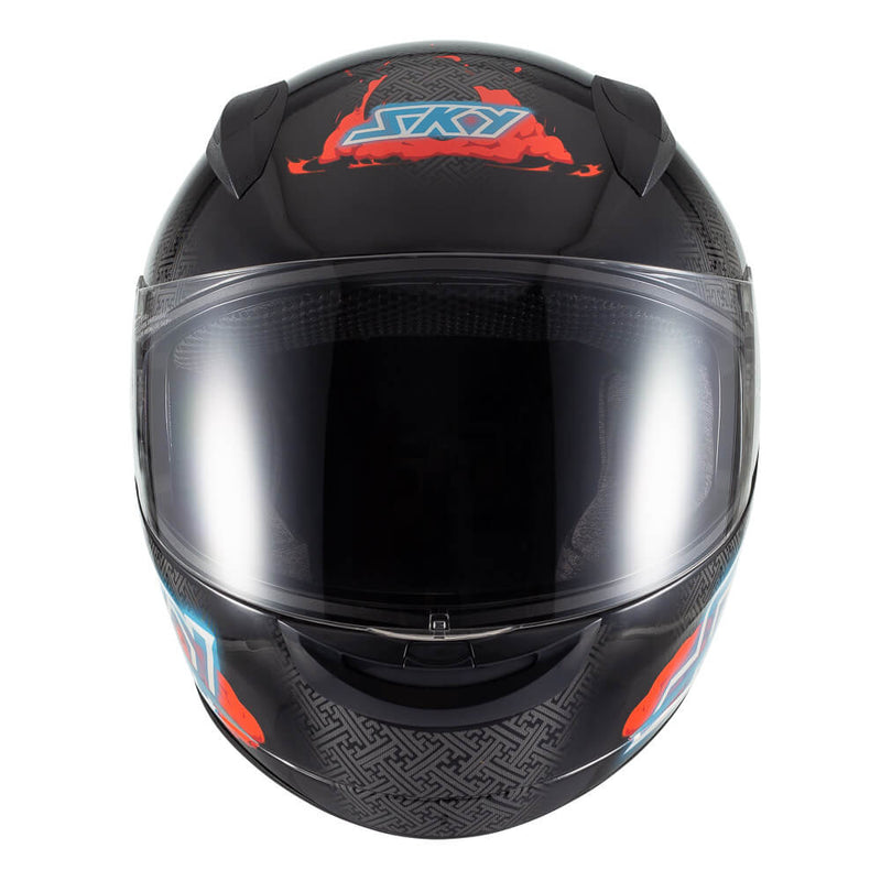 Capacete Sky Two Samurai Preto Fosco Transf Vermelho 56