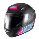 Capacete Sky Two Samurai Preto Brilho Transf Rosa 58